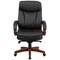 Emma and Oliver High Back Leather Executive Swivel Ergonomic Office Chair with Synchro-Tilt Mechanism, Mahogany Wood Base and Arms